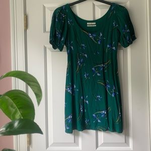 Small Petite Green Floral Mini Dress